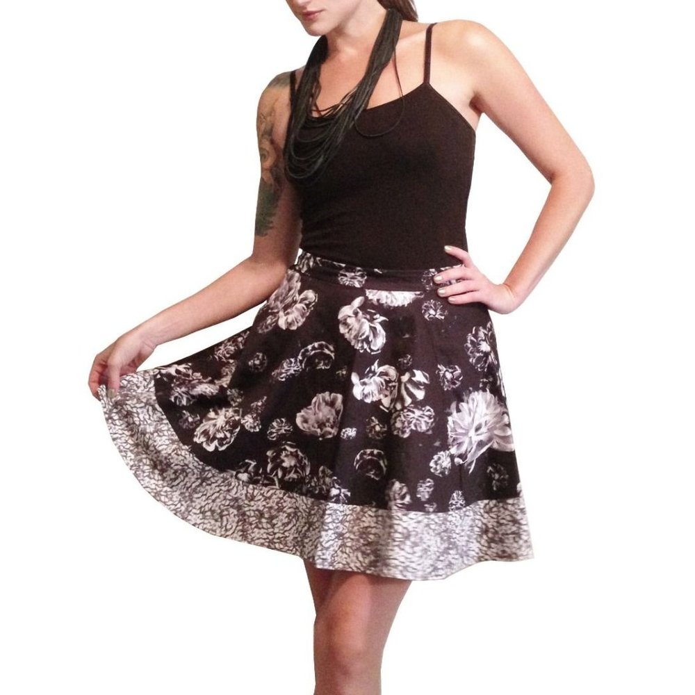 Prabal Gurung B&W Ruffled A-Line Skirt